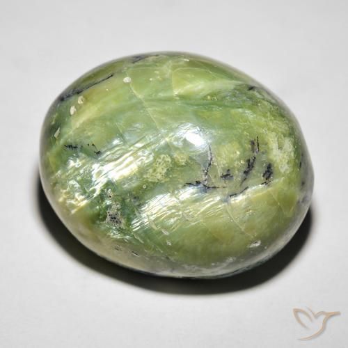 27.05ct Natural Verde amarillento Ópalo ojo de gato, Ovalada, Opaco
