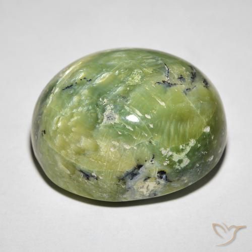 Ópalo ojo de gato Verde amarillento natural de 27.05 ct, Ovalada, Opaco