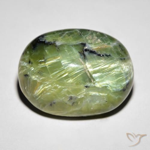Ópalo ojo de gato Verde medio natural de 14.55 ct, Ovalada, Opaco