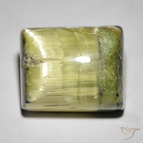 28.65ct Natural Verde medio Ópalo ojo de gato, Corte Baguette, Opaco