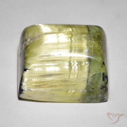 Ópalo ojo de gato Verde medio natural de 28.65 ct, Corte Baguette, Opaco