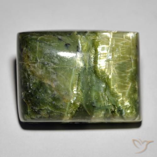 25.23ct Natural Verde terroso Ópalo ojo de gato, Corte Baguette, Opaco