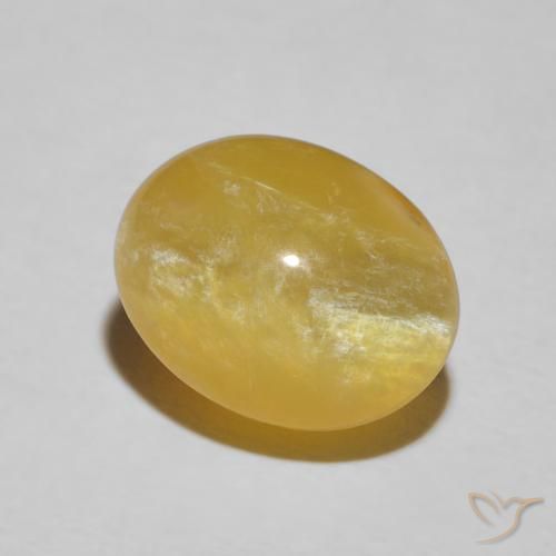 Ópalo ojo de gato Amarillo solidago natural de 4.10 ct, Ovalada, Opaco