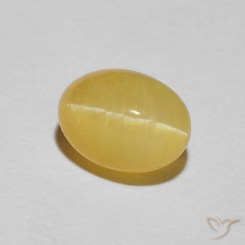 Ópalo ojo de gato Amarillo cálido natural de 2.21 ct, Ovalada, Opaco