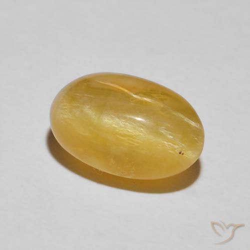 Ópalo ojo de gato Dorado medio natural de 4.84 ct, Ovalada, Opaco