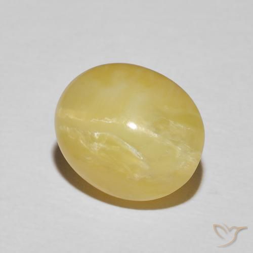 Ópalo ojo de gato Amarillo terroso claro natural de 5.98 ct, Ovalada, Opaco