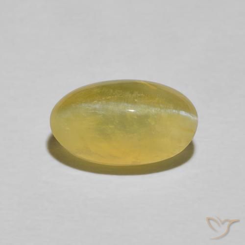 Ópalo ojo de gato Amarillo real natural de 2.76 ct, Ovalada, Translúcido