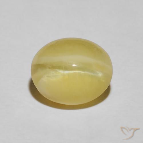 3.43ct Natural Amarillo pálido Ópalo ojo de gato, Ovalada, Opaco