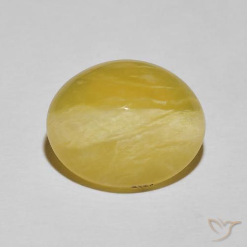 11.49ct Natural Amarillo pálido Ópalo ojo de gato, Ovalada, Opaco