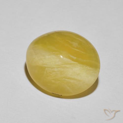 Ópalo ojo de gato Amarillo pálido natural de 11.49 ct, Ovalada, Opaco