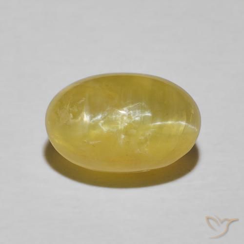 3.78ct Natural Amarillo claro Ópalo ojo de gato, Ovalada, Opaco