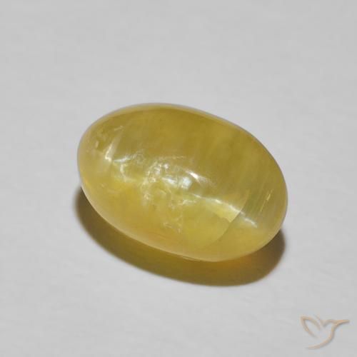 Ópalo ojo de gato Amarillo claro natural de 3.78 ct, Ovalada, Opaco