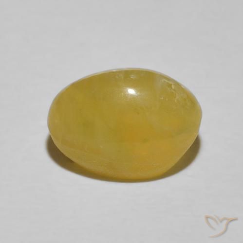 Ópalo ojo de gato Amarillo claro natural de 3.78 ct, Ovalada, Opaco