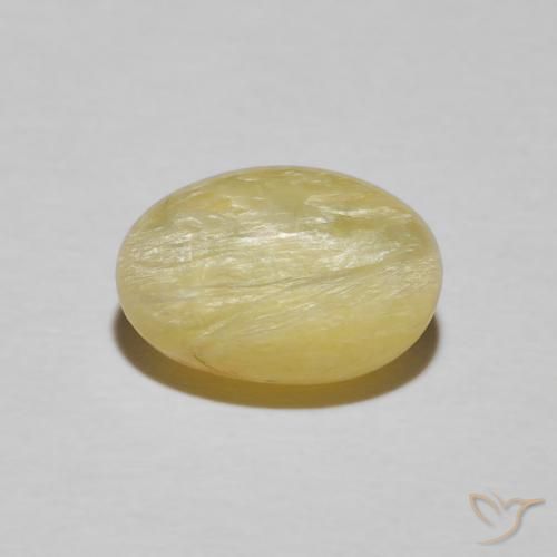 2.89ct Natural Amarillo dijón muy claro Ópalo ojo de gato, Ovalada, Opaco