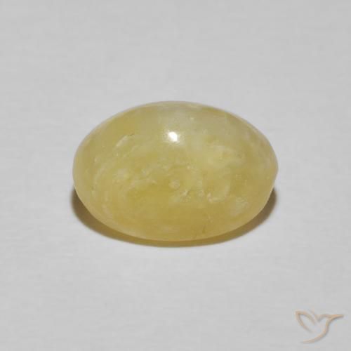 Ópalo ojo de gato Amarillo dijón muy claro natural de 2.89 ct, Ovalada, Opaco