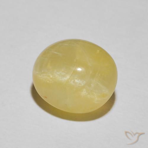 Ópalo ojo de gato Amarillo cálido natural de 4.13 ct, Ovalada, Opaco