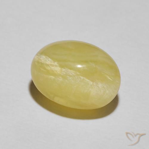 Ópalo ojo de gato Amarillo claro natural de 4.48 ct, Ovalada, Opaco