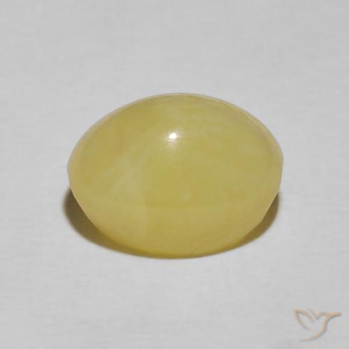Ópalo ojo de gato Amarillo claro natural de 4.48 ct, Ovalada, Opaco