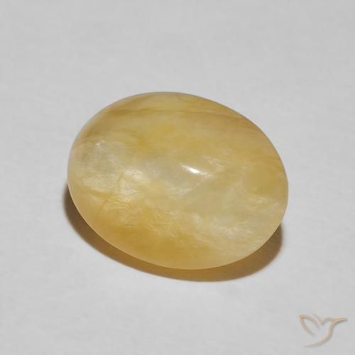Ópalo ojo de gato Amarillo solidago natural de 3.59 ct, Ovalada, Opaco