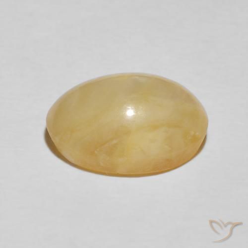 Ópalo ojo de gato Amarillo solidago natural de 3.59 ct, Ovalada, Opaco