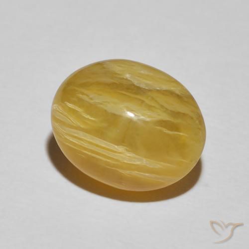 Ópalo ojo de gato Amarillo vivo natural de 7.14 ct, Ovalada, Opaco