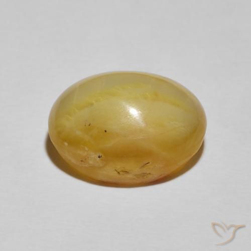 Ópalo ojo de gato Amarillo medio natural de 8.78 ct, Ovalada, Opaco