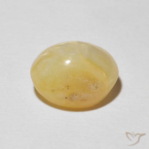 Ópalo ojo de gato Amarillo medio natural de 3.43 ct, Ovalada, Opaco