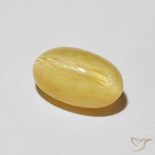 Ópalo ojo de gato Amarillo cálido natural de 4.23 ct, Ovalada, Opaco