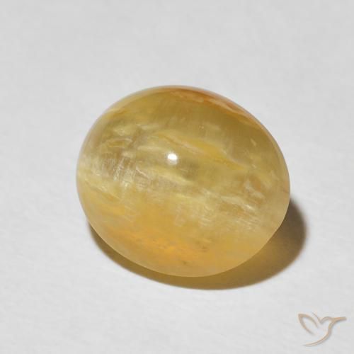 Ópalo ojo de gato Dorado medio natural de 3.37 ct, Ovalada, Opaco