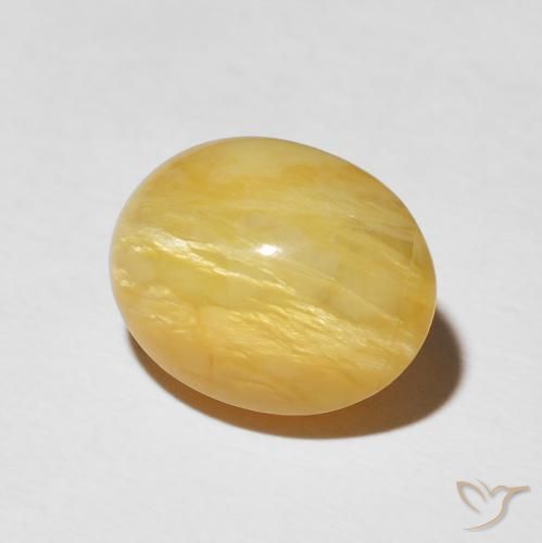 Ópalo ojo de gato Dorado medio natural de 6.14 ct, Ovalada, Opaco