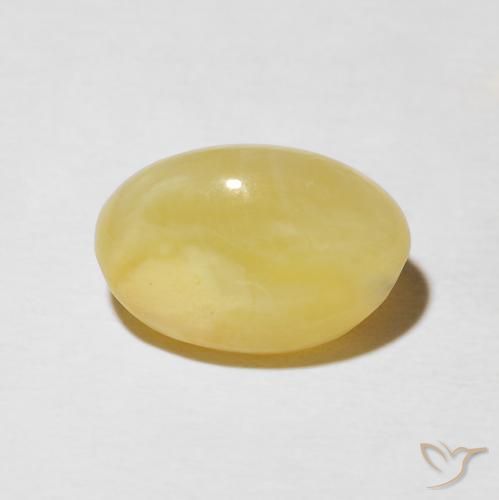 Ópalo ojo de gato Amarillo claro natural de 5.95 ct, Ovalada, Opaco