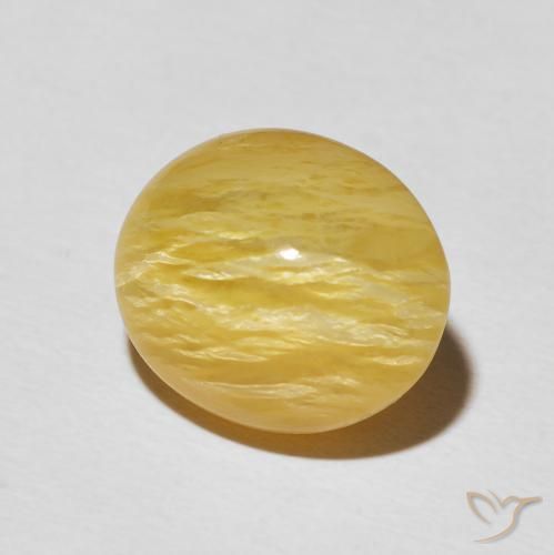 Ópalo ojo de gato Amarillo solidago natural de 6.32 ct, Ovalada, Opaco