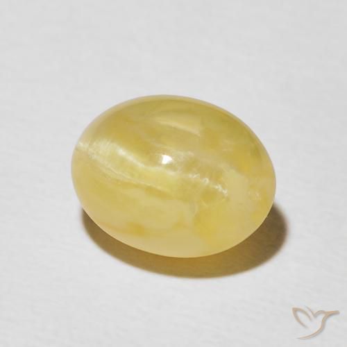 Ópalo ojo de gato Amarillo pálido natural de 2.41 ct, Ovalada, Opaco