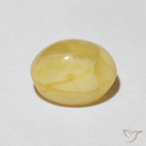 Ópalo ojo de gato Amarillo pálido natural de 2.41 ct, Ovalada, Opaco