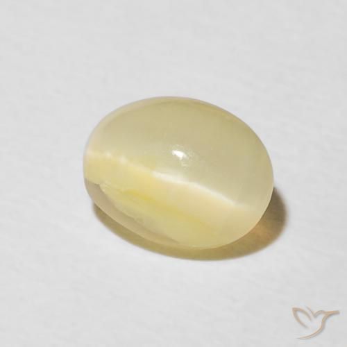 Ópalo ojo de gato Amarillo laguna claro natural de 0.88 ct, Ovalada, Opaco
