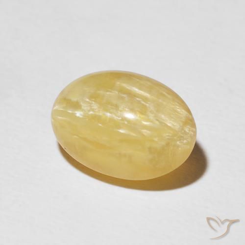 Ópalo ojo de gato Dorado medio natural de 4.03 ct, Ovalada, Opaco