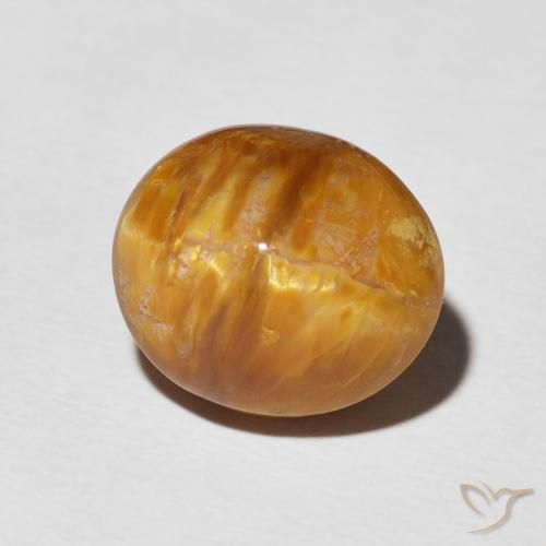 Ópalo ojo de gato Naranja oscuro natural de 5.76 ct, Ovalada, Opaco