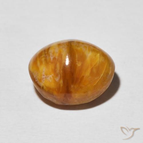 Ópalo ojo de gato Naranja oscuro natural de 5.76 ct, Ovalada, Opaco