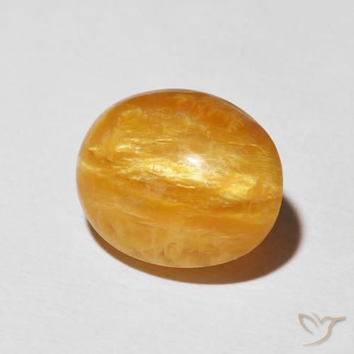 Ópalo ojo de gato Naranja medio natural de 6.92 ct, Ovalada, Opaco