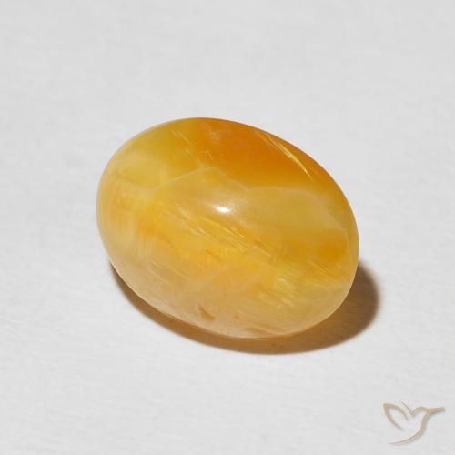 Ópalo ojo de gato Dorado naranja natural de 2.97 ct, Ovalada, Opaco