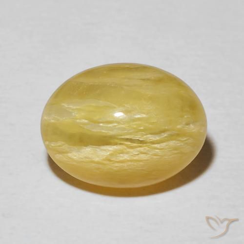 4.31ct Natural Amarillo solidago Ópalo ojo de gato, Ovalada, Opaco