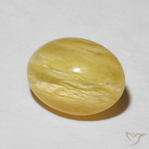 Ópalo ojo de gato Amarillo solidago natural de 4.31 ct, Ovalada, Opaco