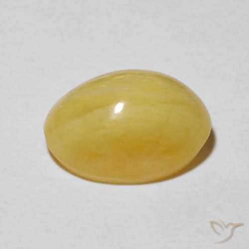 Ópalo ojo de gato Amarillo solidago natural de 4.31 ct, Ovalada, Opaco