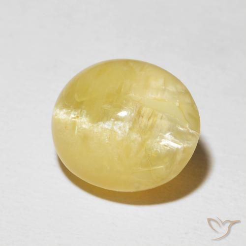 Ópalo ojo de gato Amarillo claro natural de 5.87 ct, Ovalada, Opaco