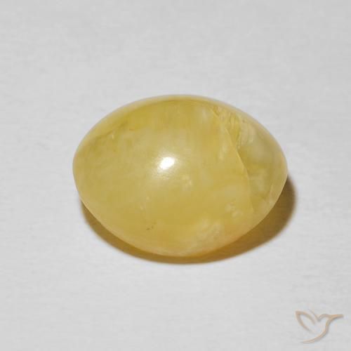 Ópalo ojo de gato Amarillo claro natural de 5.87 ct, Ovalada, Opaco