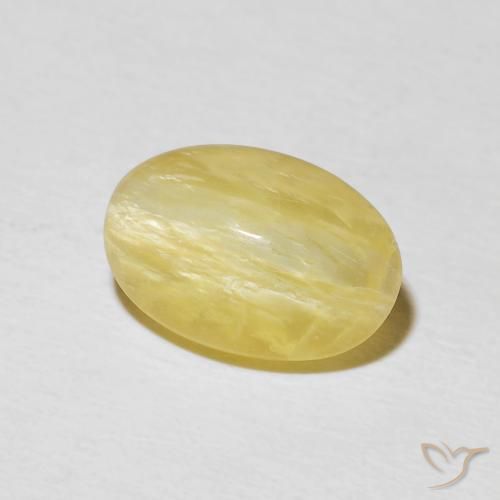 Ópalo ojo de gato Amarillo claro natural de 2.52 ct, Ovalada, Opaco