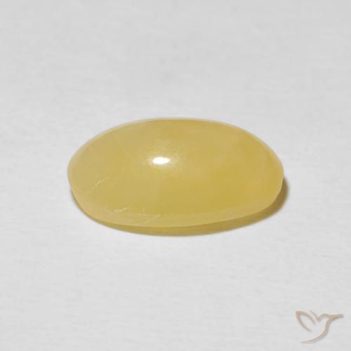 Ópalo ojo de gato Amarillo pálido natural de 2.70 ct, Ovalada, Opaco