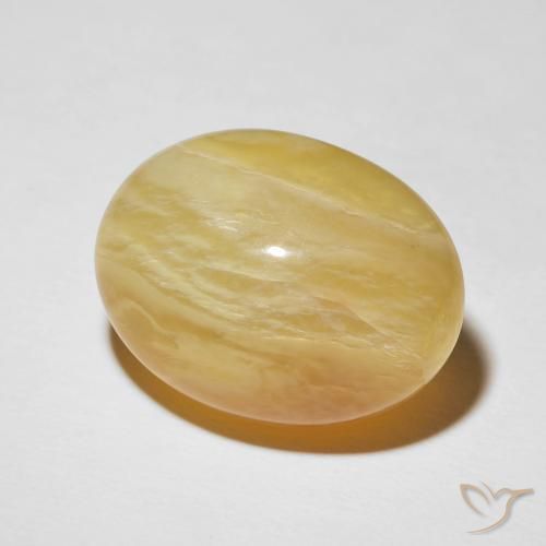 Ópalo ojo de gato Amarillo medio natural de 20.55 ct, Ovalada, Opaco