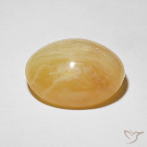 Ópalo ojo de gato Amarillo medio natural de 20.55 ct, Ovalada, Opaco