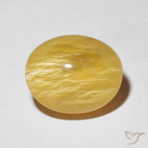 10.02ct Natural Amarillo solidago Ópalo ojo de gato, Ovalada, Opaco